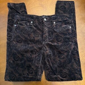 Banana Republic Woman’s Mid-Rise Skinny Velvet Paisley Pants Size 30 Long